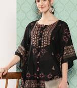  black ethnic motifs kaftan top