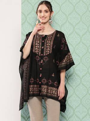  black ethnic motifs kaftan top 2