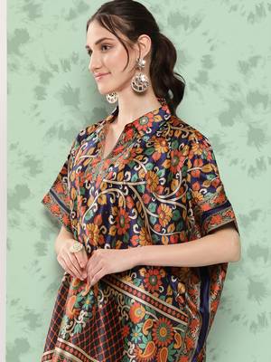 Yufta women blue printed kaftan top 2