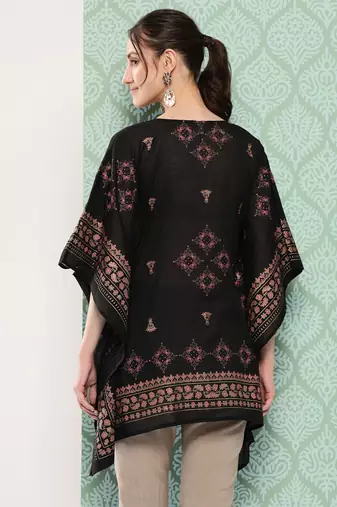  black ethnic motifs kaftan top