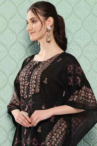 black ethnic motifs kaftan top