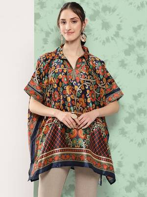 Yufta women blue printed kaftan top 4