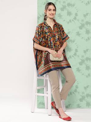 Yufta women blue printed kaftan top 5