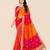 Pink georgette bandhani saree with unstitched blouse piece