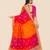 Pink georgette bandhani saree with unstitched blouse piece