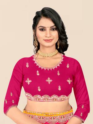 Pink georgette bandhani saree with unstitched blouse piece 3