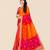 Pink georgette bandhani saree with unstitched blouse piece