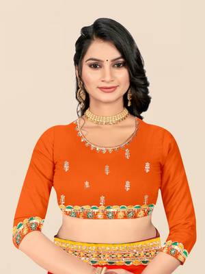 Yellow georgette bandhani saree with unstitched blouse piece 5