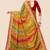 Yellow chiffon bandhani saree with unstitched blouse piece