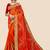 Orange chiffon bandhani saree with unstitched blouse piece