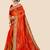 Orange chiffon bandhani saree with unstitched blouse piece