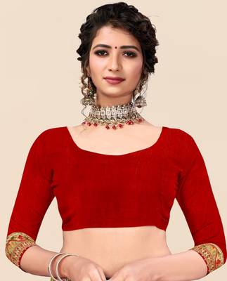 Orange chiffon bandhani saree with unstitched blouse piece 4
