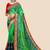 Green  chiffon bandhani saree with unstitched blouse piece
