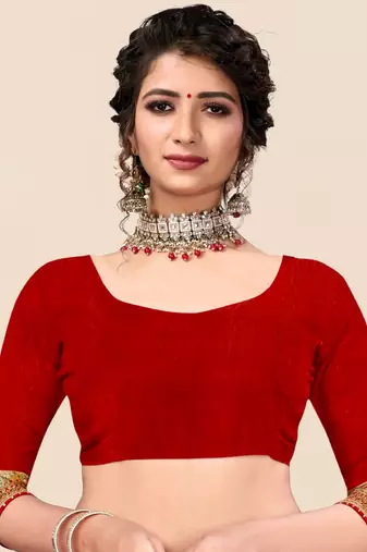 Peach  chiffon bandhani saree with unstitched blouse piece