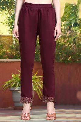 Purple Cotton Silk Embroidered Kurta Pant with Dupatta Salwar Suit 3 Pieces Set  6