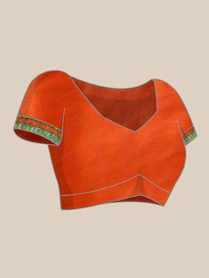 Yellow bandhani saree with lace border and unstitched blouse piece 5