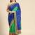 Blue bandhani saree with lace border and unstitched blouse piece