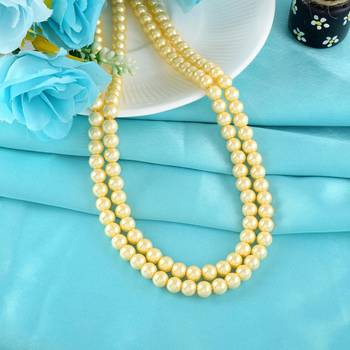 Golden pearl double line necklace 1