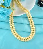 Golden pearl double line necklace