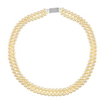Golden pearl double line necklace 2