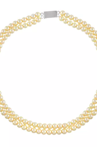 Golden pearl double line necklace
