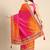 Pink bandhani saree with lace border and unstitched blouse piece