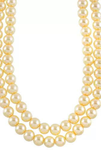 Golden pearl double line necklace