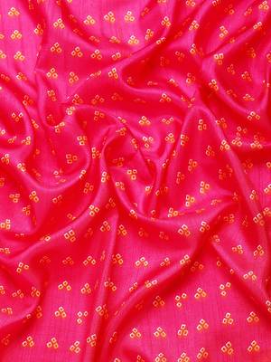 Pink bandhani saree with lace border and unstitched blouse piece 4