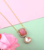Classic kundan pendant with engraved pink stone