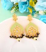 Golden kundan meena dangler earrings