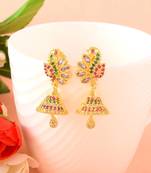 Multicolor peacock kundan jhumka earrings