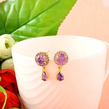 Purple ad stone studs earrings 1