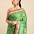 Green bandhani saree with lace border and unstitched blouse piece