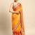 Yellow bandhani saree with lace border and unstitched blouse piece