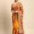 Yellow bandhani saree with lace border and unstitched blouse piece