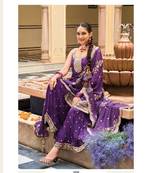 Dark purple chinon silk full stitched gharara suits