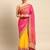 Yellow bandhani saree with lace border and unstitched blouse piece