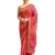Red bandhani saree with lace border and unstitched blouse piece