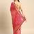 Red bandhani saree with lace border and unstitched blouse piece