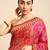 Red bandhani saree with lace border and unstitched blouse piece