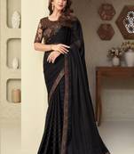 Black embroidery sequins silk pattern saree with ethnic embroidery blouse