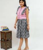Tsucchi traditions shadow on flamingo ikkat weave skirt co-ord set