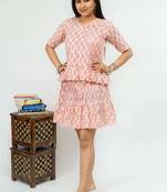 Tsucchi traditions radiant blush peach sanganeri skirt co-ord set