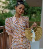 Tsucchi traditions morning sunshine hand block skirt set