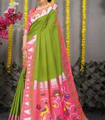 MEHNDI BEAUTIFUL ZARI WOVEN WORK PAITHANI  SAREE