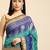 Blue  bandhani saree with lace border and unstitched blouse piece