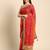 Red  bandhani saree with lace border and unstitched blouse piece