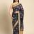Navy blue  bandhani saree with lace border and unstitched blouse piece