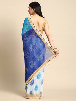 Orange bandhani saree with lace border and unstitched blouse piece 2