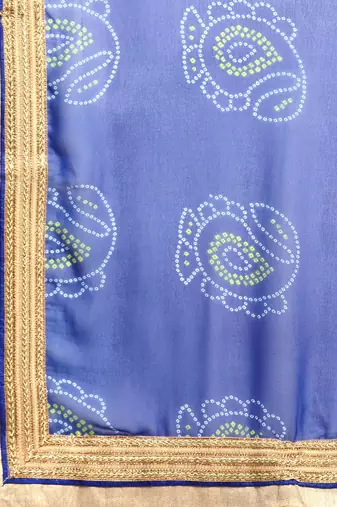 Orange bandhani saree with lace border and unstitched blouse piece